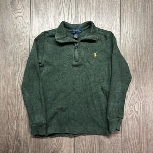 POLO RALPH LAUREN Boys Kids Cotton Interlock Quarter-Zip Pullover Size 6